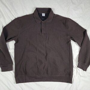 Zara Mens XL Brown Long Sleeve Polo Shirt Casual Formal Party Outdoors Comfort